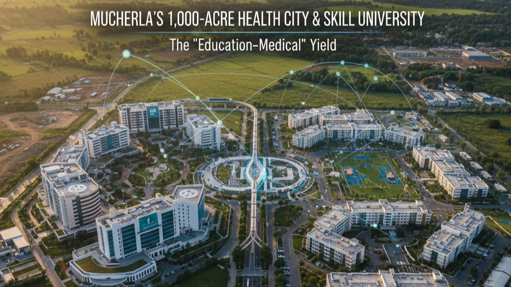 The “Education–Medical” Yield: Investing in Mucherla’s 1,000‑Acre Health City & Skill University