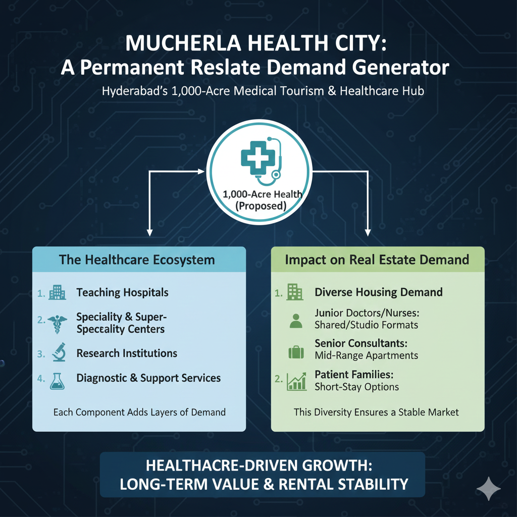 The “Education–Medical” Yield: Investing in Mucherla’s 1,000‑Acre Health City & Skill University