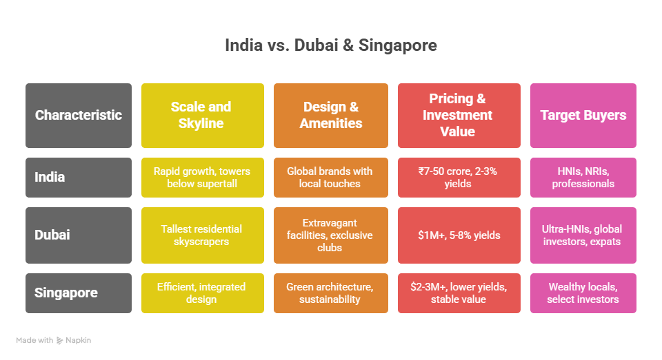 Luxury High-Rises: Indian Cities vs Dubai & Singapore