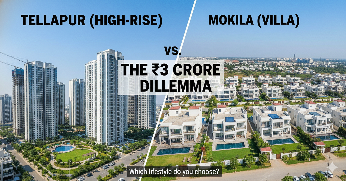 Tellapur (High-Rise) vs. Mokila (Villa): The ₹3 Crore Dilemma