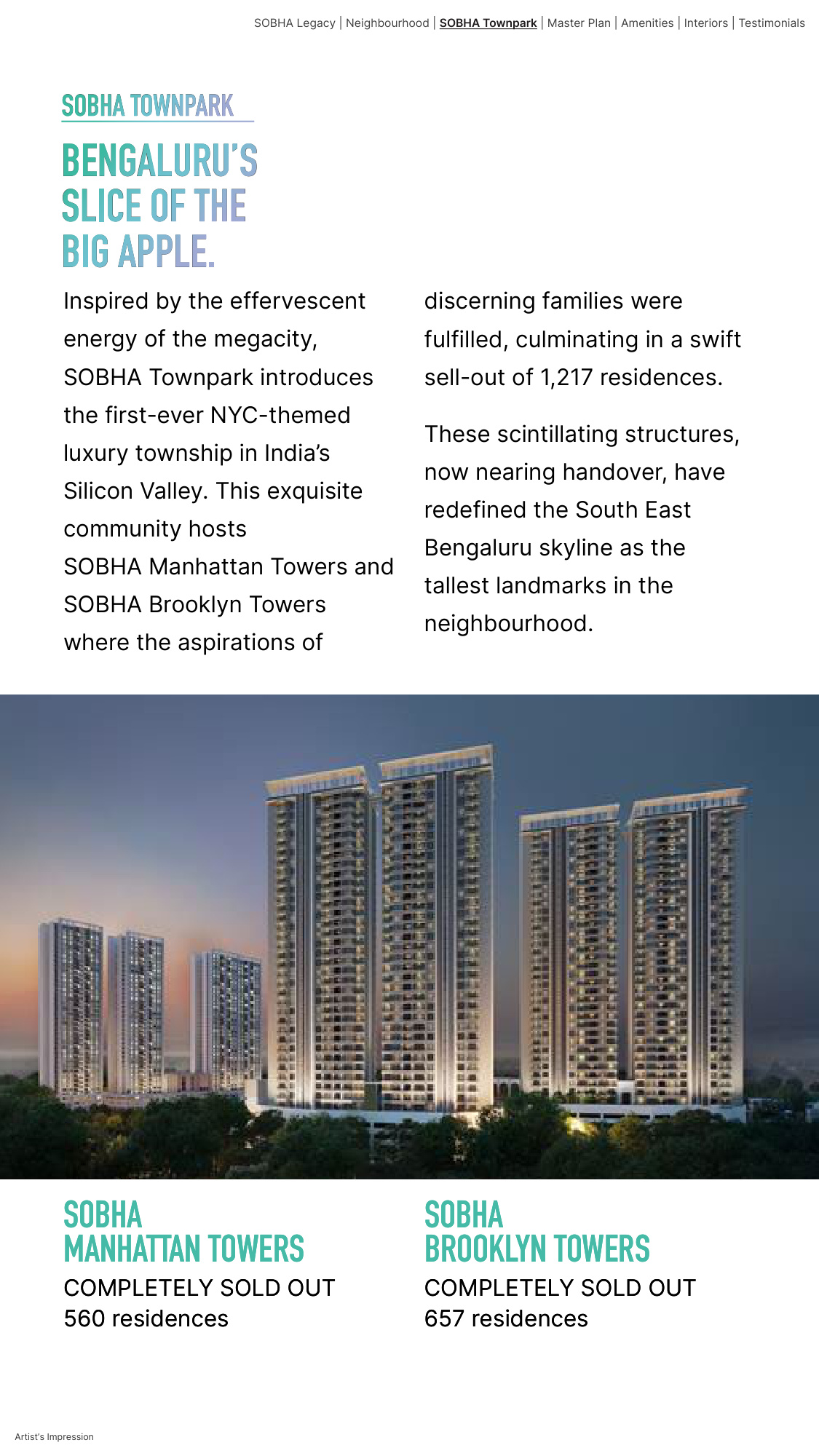 SOBHA MADISON HEIGHTS-TOWNPARK PHASE 2 W1 TO 4 in Guddahatti, Bangalore