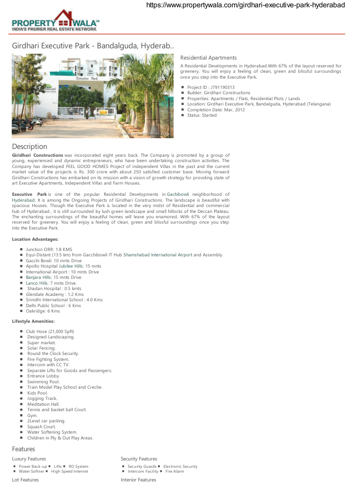SRUJANAS EXECUTIVE PARK in Isnapur, Hyderabad